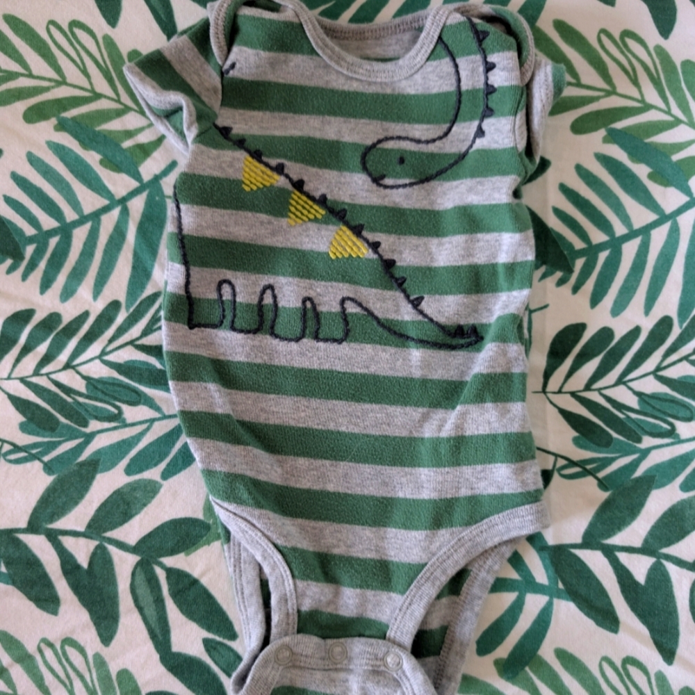 Carter's Green and Gray Dinosaur Bodysuit